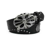 Gyios Belt Bohemian Style Men's And Women's Belts Retro Western Cowboy Punk Skull Rivet Belts-black-110cm