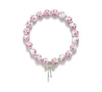 Gyios Bracelet Blue And White Porcelain Beaded Vintage Beads Gold Elastic Bracelet-a