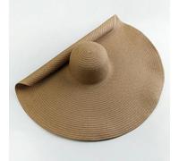 Gyios bucket hat Cap Lady Oversized 70cm Wide Brim Beach Foldable Summer Sun Uv Protection Wedding Straw Hat-khaki-55-57cm