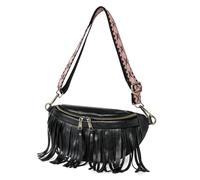 Gyios Bum Bag Crossbody Retro Tassel Pleated Chest Macaron Color Girls Small Bag-black