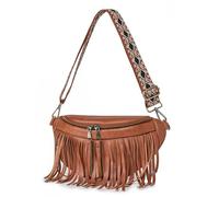 Gyios Bum Bag Crossbody Retro Tassel Pleated Chest Macaron Color Girls Small Bag-brown
