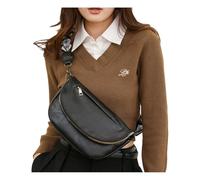 Gyios Bum Bag Fashion Retro Shoulder Messenger Ladies Casual Simple Chest Female-black