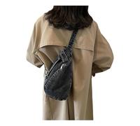 Gyios Bum Bag Retro Denim Women's Chest Simple Large Capacity Casual Shoulder Messenger Bag-black-one Size