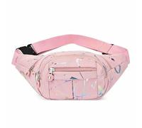 Gyios Bum Bag Sport Zipper Pockets Hiking Waist Packs with Colorful Letters and Adjustable Shoulder Straps Crossbody Bag-Pink B