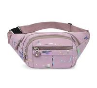 Gyios Bum Bag Sport Zipper Pockets Hiking Waist Packs with Colorful Letters and Adjustable Shoulder Straps Crossbody Bag-Purple