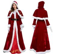 Gyios christmas costumes Deluxe Classic Mrs Claus Costume Xmas Party Santa Cosplay Women Red Dress Queen Carnival Dress-type A-xl