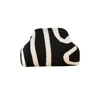 Gyios Clutch Bag Abstract Curve Print Knitted Frame Soft Cloud Shaped Portable Cosmetic Handbag For Daily Travel Dating-irregular Black