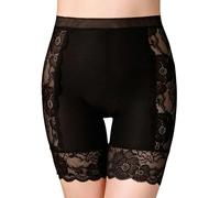 Gyios Cycling Shorts Women Women Safety Pants Sexy Lace Edge High Waist Shorts Tummy Control Body Shaper Underwear Bottoming Shorts-black-XXL