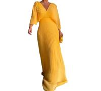 Gyios dress Summer Pleated Dresses Women V-neck Spring Maxi Party Prom Maxi Dress High Waist Casual Streetwear Elegant Vestidos-b-xxl