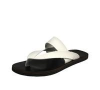Gyios Flip Flop Men Men's Split Cuir Tongs, Pu Coussin Et Semelle Extérieure En Caoutchouc, Sandales Décontractées, Grande Taille 46, Pour La Plage L'été-white-46
