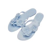Gyios Flip Flops Women Women's 3d Camellia Flower Eva Flops, Non-slip Flat Summer Beach Sandals, Comfortable Casual Slippers For Daily Wear-water Blue-us9=40