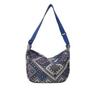 Gyios handbags for women Female Large-capacity Shoulder Bags Students Canvas National Style Underarm Messenger Bag-blue