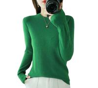 Gyios long sleeve sweaters Women’s Autumn Winter Sweater, O-neck Cashmere Pullover, Slim Fit Knitwear Top, Basic Bottoming Shirt, Casual Office Lady Knit Jumper-emerald Green-l