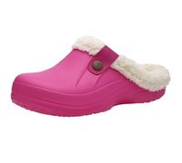 Gyios Memory Foam Slippers Men Waterproof Women Fur Clogs Winter Garden Shoes Outdoor Antiskid Mules Indoor Soft House Shoes-rose Pink-38-39