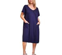 Gyios pyjamas for women Plus Size 3xl 4xl 5xl Ruffled Nightdress Women's Pocket Nightwear Loose Casual Lingerie Home Wear Nightgown-blue-xxxxxl