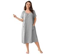 Gyios pyjamas for women Plus Size 3xl 4xl 5xl Ruffled Nightdress Women's Pocket Nightwear Loose Casual Lingerie Home Wear Nightgown-grey-xxxxxl