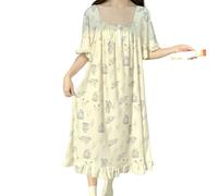 Gyios pyjamas for women Plus Size 5xl150kg Summer Women Sleep Dress Flower Nightdress Short Sleeve Home Wear Sweet Nightgown Floral Nightdress-c-5xl(125-150kg)