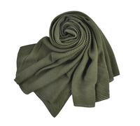Gyios Scarf Autumn And Winter Monochrome Cotton Hemp Pleated Shawl Women-army Green->8y
