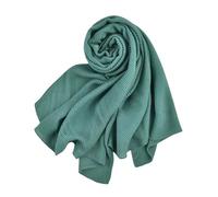 Gyios Scarf Autumn And Winter Monochrome Cotton Hemp Pleated Shawl Women-blackish Green->8y