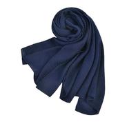 Gyios Scarf Autumn And Winter Monochrome Cotton Hemp Pleated Shawl Women- Blue（ Ae Existing Skus）->8y