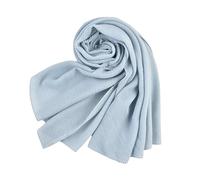 Gyios Scarf Autumn And Winter Monochrome Cotton Hemp Pleated Shawl Women-light Blue->8y