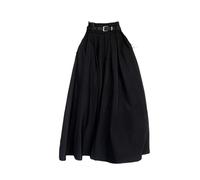 Gyios skirt Grey Midi Long Skirts Womens Maxi Skirt Autumn Winter Suit Skirt High Waist Ruffle Pleated Skirts-black-xl