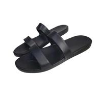 Gyios slippers Flat Rubber Slides Women’s Summer Pvc One Piece Peep Toe Casual Beach Bathroom Shower Sandals-black-39