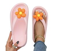 Gyios slippers Summer New Flip Flops Women Sunflower Pattern Slides One-piece Eva Non-slip Beach Holiday Home Indoor Shoes-pink-42-43