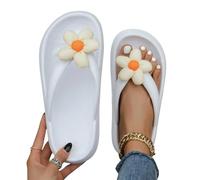 Gyios slippers Summer New Flip Flops Women Sunflower Pattern Slides One-piece Eva Non-slip Beach Holiday Home Indoor Shoes-white-42-43