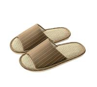 Gyios Summer Slippers Linen Women Comfortable Men Breathable Slides Home Couples Soft Shoes Non-slip Silence Flats-coffee-46-47