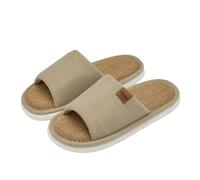 Gyios Summer Slippers Linen Women Comfortable Men Breathable Slides Home Couples Soft Shoes Non-slip Silence Flats-khaki-44-45
