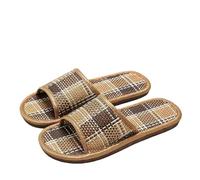 Gyios Summer Slippers Woven Rattan Strap Slipper For Home Use Sandals Women Portable Bamboo Sticks Weaving Slides Indoor Floor Anti-slip Shoes-black-a-42-43