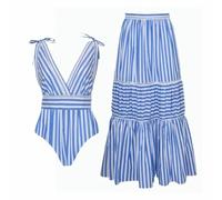 Gyios swimsuit Sexy One Shoulder For Women - Ruffle Monokini With Skirt Bodysuit Beach, Pool & Summer Vacation-swimsuit And Skirt_a-m