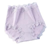 Gyios underwear women 3pcs 100kg Extra Large Plus Size 4xl Panties Lace Underwear Women's High Waist Seamless Breathable Triangle Briefs-e Light Purple-4xl