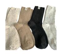Gyios Winter Socks Mid-calf Socks, Retro Cloth Label Stockings, Solid Color Dot Yarn Pile Socks-four Pairs-universal Code