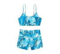 Gyios Women Bikini Set Marble-Printed Spaghetti Strap Two-piece Swimsuit with High-Waist Shorts Bottom for Outdoor Water Sports