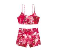 Gyios Women Bikini Set Marble-Printed Spaghetti Strap Two-piece Swimsuit with High-Waist Shorts Bottom for Outdoor Water Sports