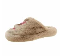 Gyios Women Slippers Women's Autumn And Winter Warm Home Outdoor Plush Furry Flat With Fortune Pattern-khaki-41