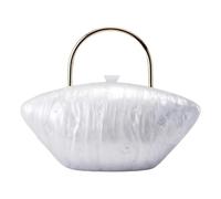 Gyios Women's Bags Acrylic Shell Shaped Clutch Purse Marbling Evening Handbags For Women Party Prom Cross Body Bag-white-21 5 * 11 * 8 5 Cm