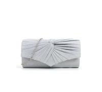 Gyios Women's Bags Evening Bag Pleated Small Square Fashionable Clutch Banquet Dress Chain Style Bag-silvery
