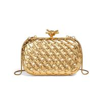 Gyios Women's Bags Handmade Woven Fabric Clutch Purse For Women Artificial Silk Crossbody Handbag Banquet Dress Evening Bags-golden-21 * 13 * 6cm