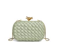 Gyios Women's Bags Handmade Woven Fabric Clutch Purse For Women Artificial Silk Crossbody Handbag Banquet Dress Evening Bags-light Green-21 * 13 * 6cm