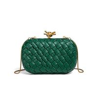 Gyios Women's Bags Handmade Woven Fabric Clutch Purse For Women Artificial Silk Crossbody Handbag Banquet Dress Evening Bags-green-21 * 13 * 6cm