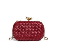 Gyios Women's Bags Handmade Woven Fabric Clutch Purse For Women Artificial Silk Crossbody Handbag Banquet Dress Evening Bags-wine Red-21 * 13 * 6cm