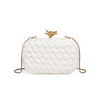 Gyios Women's Bags Handmade Woven Fabric Clutch Purse For Women Artificial Silk Crossbody Handbag Banquet Dress Evening Bags-white-21 * 13 * 6cm