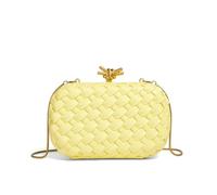 Gyios Women's Bags Handmade Woven Fabric Clutch Purse For Women Artificial Silk Crossbody Handbag Banquet Dress Evening Bags-yellow-21 * 13 * 6cm
