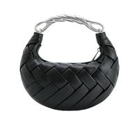 Gyios Women's Bags Niche Design Hand-woven Bird's Nest Bag Textured Hand-held Crescent Shoulder Bag-black-27-15-5