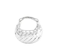 Gyios Women's Bags Niche Design Hand-woven Bird's Nest Bag Textured Hand-held Crescent Shoulder Bag-silvery-27-15-5