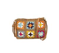 Gyios Women's bags Straw Messenger Bag Rattan Shoulder Hand-woven Travel Bag-dark Brown