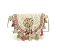 Gyios Women's bags Straw Shoulder Bag Handmade Woven Rattan Wallet Summer Beach Bohemian Handbag-pink